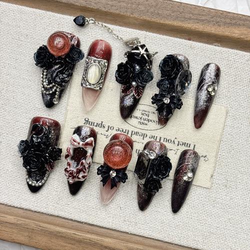 Gothic Style Handmade Press On Nails 10pcs